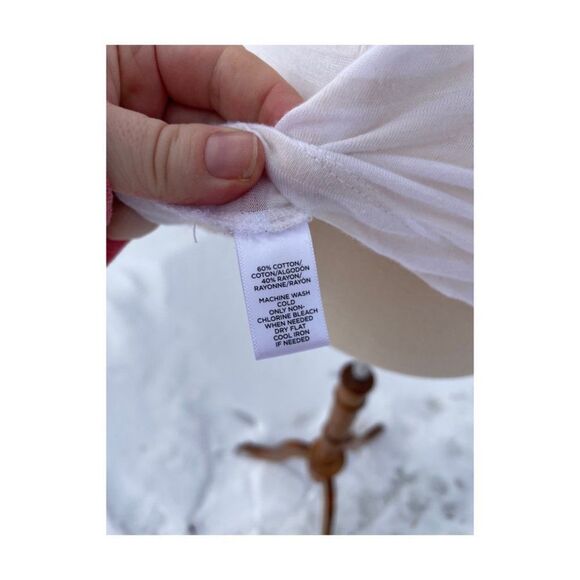 Lou & Grey Semi Sheer Striped Crossback Tank Top White - Picture 8 of 8